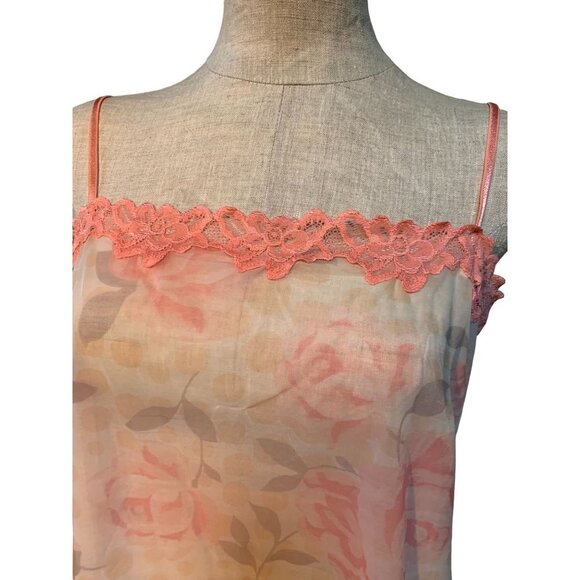 Sheer Floral Pink Cami 70s Style Camisole 2XL - Picture 2 of 7